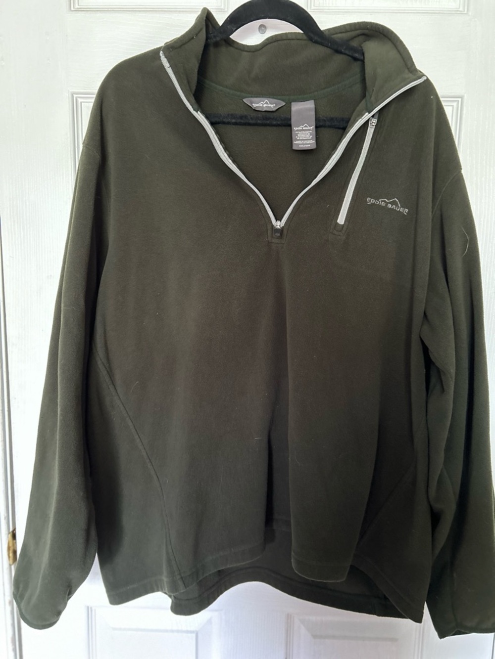 Eddie Bauer Men's Olive Green Quarter-Zip Fleece Pullover XXL